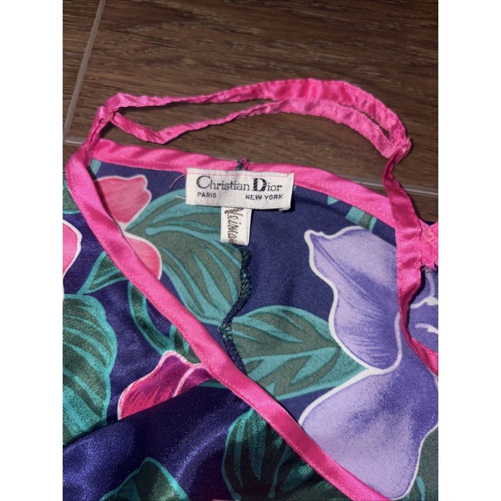 Christian Dior Vintage Floral Cami Teddy Bodysuit High Cut Small Ruffle - Picture 5 of 6
